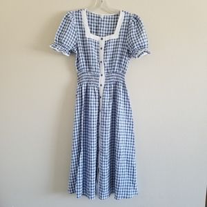 Gingham Blue and White Button Down Midi Dress